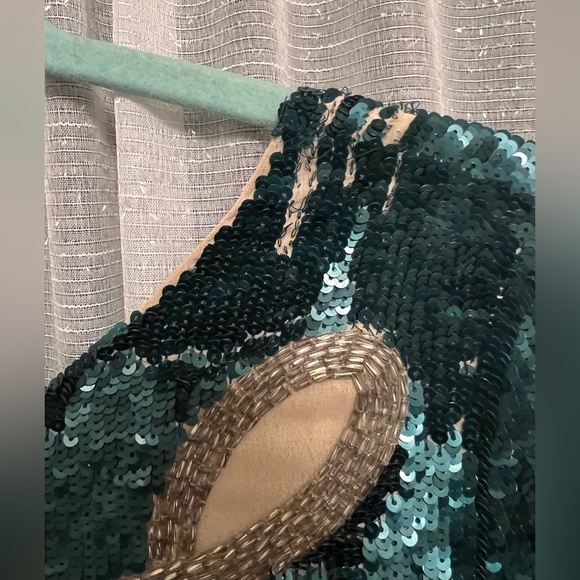 Needle & Thread Contour ornate long sleeve dress in Green sequins - Picture 6 of 10